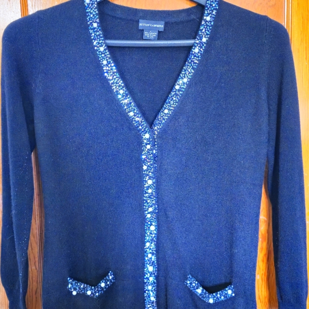 Sutton 100% Cashmere Embelished Cardigan